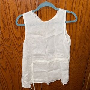 Tommy Hilfiger White Linen-Blend Sleeveless Tank